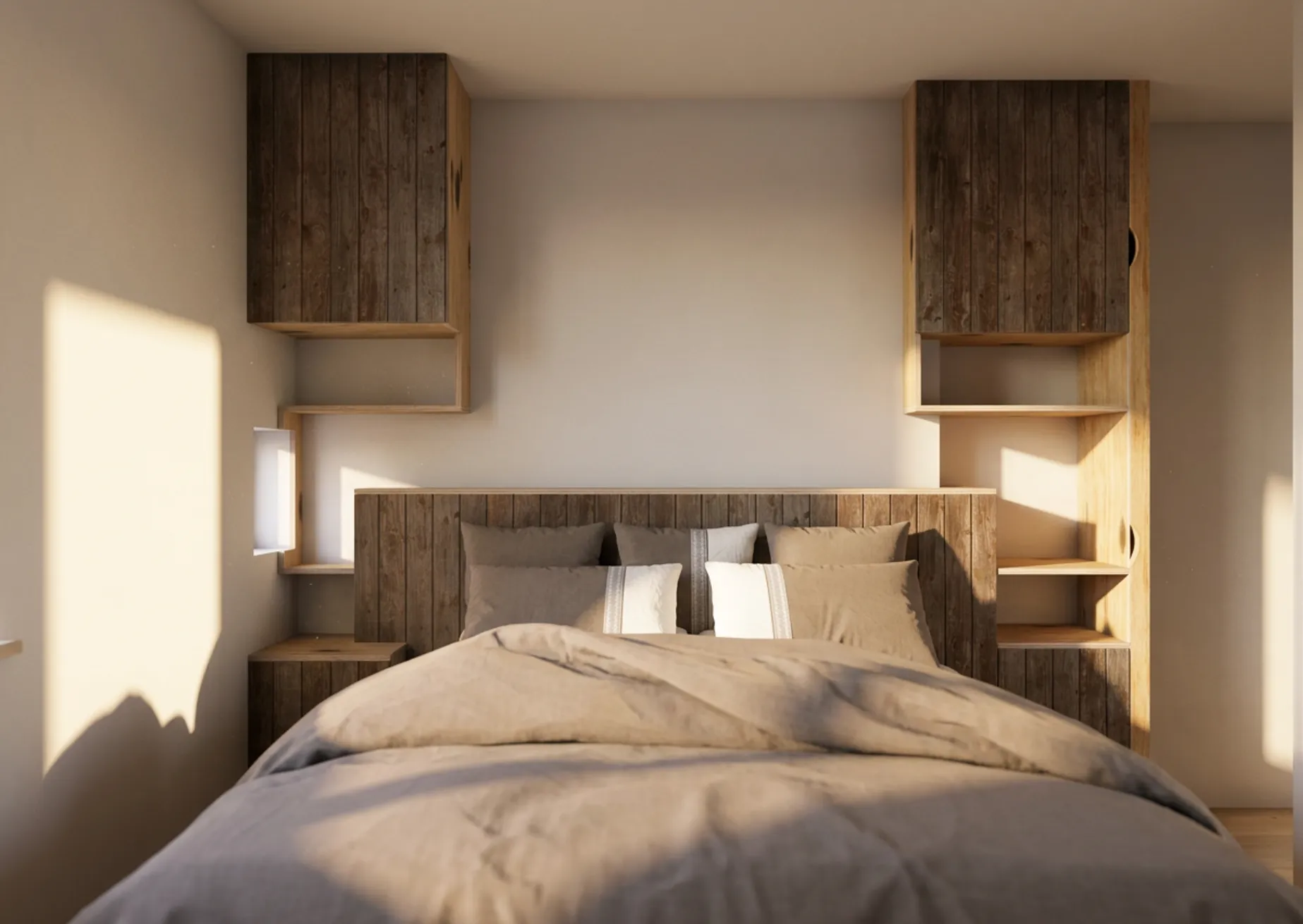 Montpellier, chambre, tête de lit bois, DIY