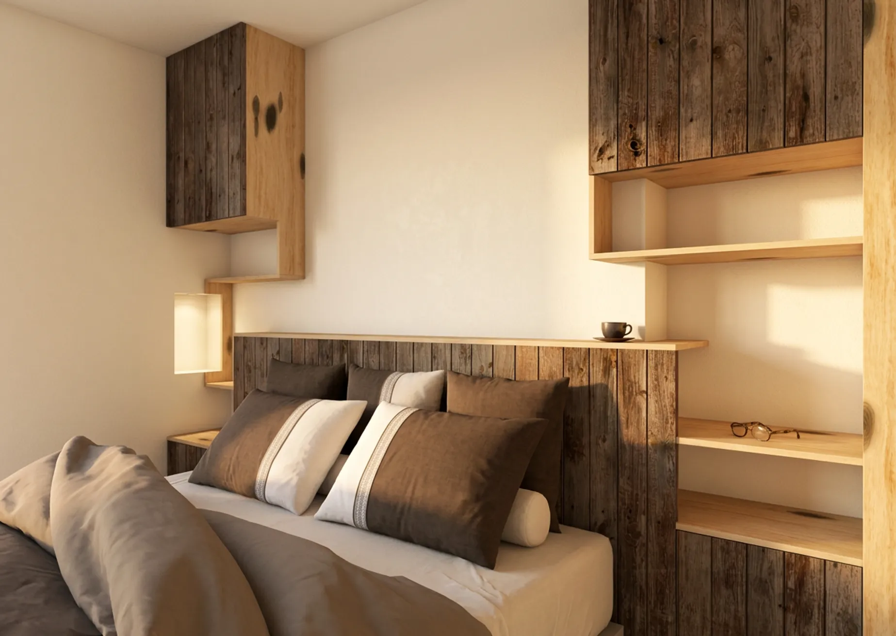 Montpellier, chambre, tête de lit bois, DIY