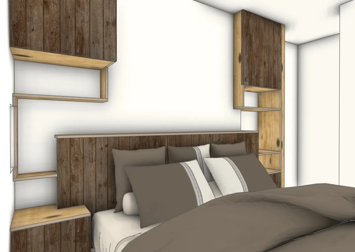 Montpellier, chambre, tête de lit bois, CAO